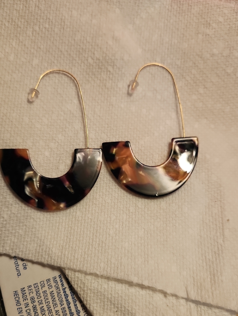 Tortoiseshell Crescent Hoop Earrings - Brown/Black